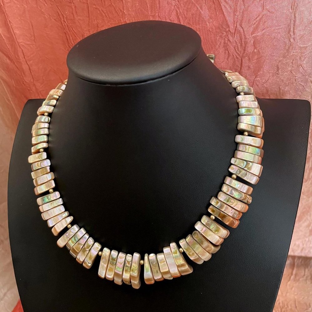 Stunning Abalone With Coral On Edges And Brass Be… - image 2